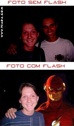 Foto com e sem flash